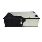 Kundra Black &amp; White Pancho Leather Document Box