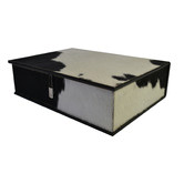 Kundra Black &amp; White Pancho Leather Document Box