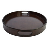 Kundra Dark Leather Oval Tray