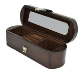Kundra Dark Leather Travel Jewellery Box