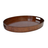 Kundra Tan Leather Oval Tray