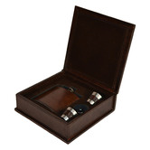 Kundra 4 Piece 177ml Leather Hip Flask Box Set