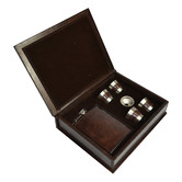 Kundra 6 Piece 236ml Leather Hip Flask Box Set