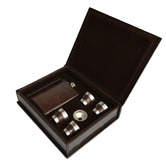 Kundra 6 Piece 236ml Leather Hip Flask Box Set