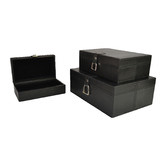 Kundra Black 3 Piece Leather Boxes with Stirrup Set