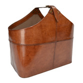Kundra Tan Leather Handle Magazine Basket