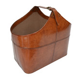 Kundra Tan Leather Handle Magazine Basket