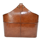 Kundra Tan Leather Handle Magazine Basket