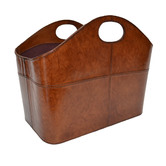 Kundra Tan Leather Magazine Basket with Handles