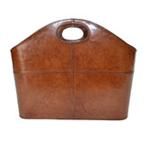 Kundra Tan Leather Magazine Basket with Handles