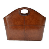 Kundra Tan Leather Magazine Basket with Handles