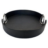 Kundra Round Leather Tray with Stirrups