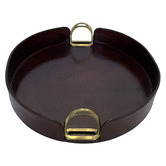 Kundra Round Leather Tray with Stirrups