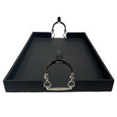 Kundra Black Leather Tray with Stirrups