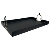 Kundra Black Leather Tray with Stirrups