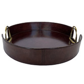 Kundra Round Leather Tray with Stirrups
