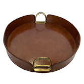 Kundra Round Leather Tray with Stirrups