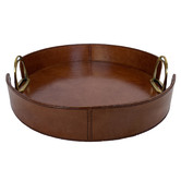 Kundra Round Leather Tray with Stirrups