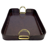 Kundra Rectangular Leather Tray with Stirrups