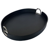 Kundra Oval Leather Tray with Stirrups