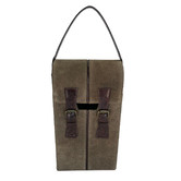 Kundra Grey Suede Leather Wine Carrier