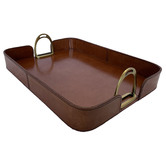 Kundra Rectangular Leather Tray with Stirrups