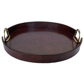 Kundra Oval Leather Tray with Stirrups