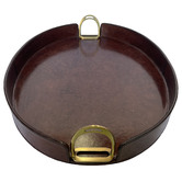 Kundra Oval Leather Tray with Stirrups