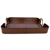 Kundra Rectangular Leather Tray with Stirrups