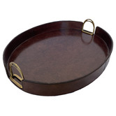 Kundra Oval Leather Tray with Stirrups