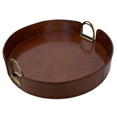 Kundra Round Leather Tray with Stirrups
