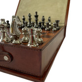 Kundra Metal &amp; Genuine Leather Chess Board Game