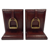 Kundra Brown Small Leather Bookends with Stirrup