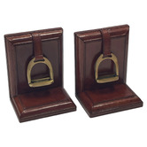 Kundra Brown Small Leather Bookends with Stirrup