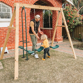 Lifespan Kids Double Wooden Swing Set + Glider Station
