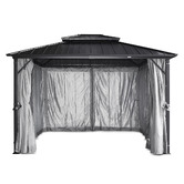 Red Star Fitness 2.8m Athena Steel Gazebo with Mosquito Nets &amp; Curtains