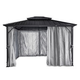 Red Star Fitness 2.8m Athena Steel Gazebo with Mosquito Nets &amp; Curtains