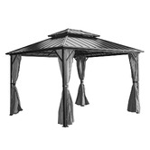 Red Star Fitness 2.8m Athena Steel Gazebo with Mosquito Nets &amp; Curtains
