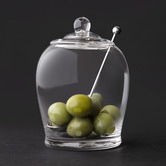 Davis &amp; Waddell 2 Piece Glass Olive Jar &amp; Ladle Set