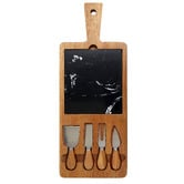 Davis &amp; Waddell 5 Piece Acacia Wood Cheese Board &amp; Knife Set