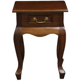 La Verde Queen Ann 1 Drawer Bedside Table