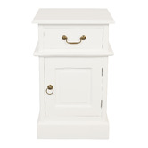 La Verde White Bedside 1 Door 1 Drawer Table
