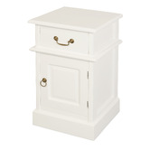 La Verde White Bedside 1 Door 1 Drawer Table