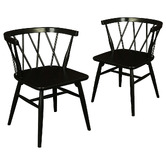 La Verde Brandon Cross Back Oak Wood Dining Chairs