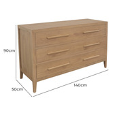 La Verde Dana Mindi Wood 3 Drawer Chest