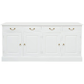La Verde White Tasmania 4 Door 4 Drawer Buffet