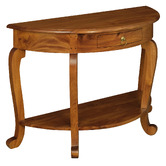 La Verde Lily Cabriole Leg 1 Drawer Semi-Circle Table
