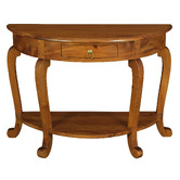La Verde Lily Cabriole Leg 1 Drawer Semi-Circle Table