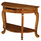 La Verde Lily Cabriole Leg 1 Drawer Semi-Circle Table