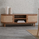 La Verde 150cm Seren 2 Door Mindi Wood &amp; Rattan Entertainment Unit